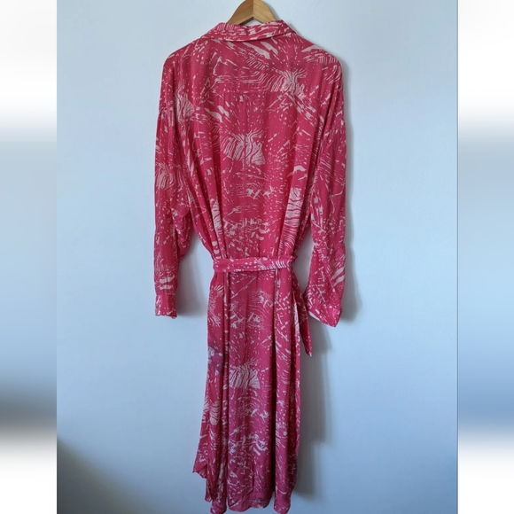 Religion Pink Zebra Retro Graphic Button Shirt Maxi Silky Dress | Size XXL / 18 - Picture 4 of 9